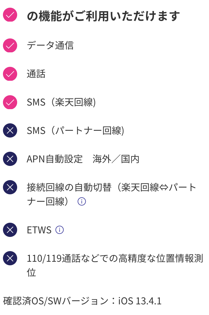 楽天モバイル使える機能